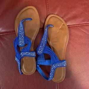 Blue sequence thong sandal